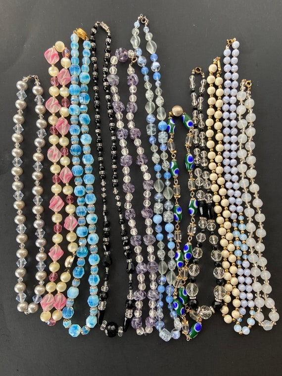 Vintage estate costume jewelry pastels and black a