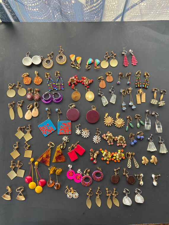 Vintage no pierce earrings clip on earrings 52 pa… - image 10
