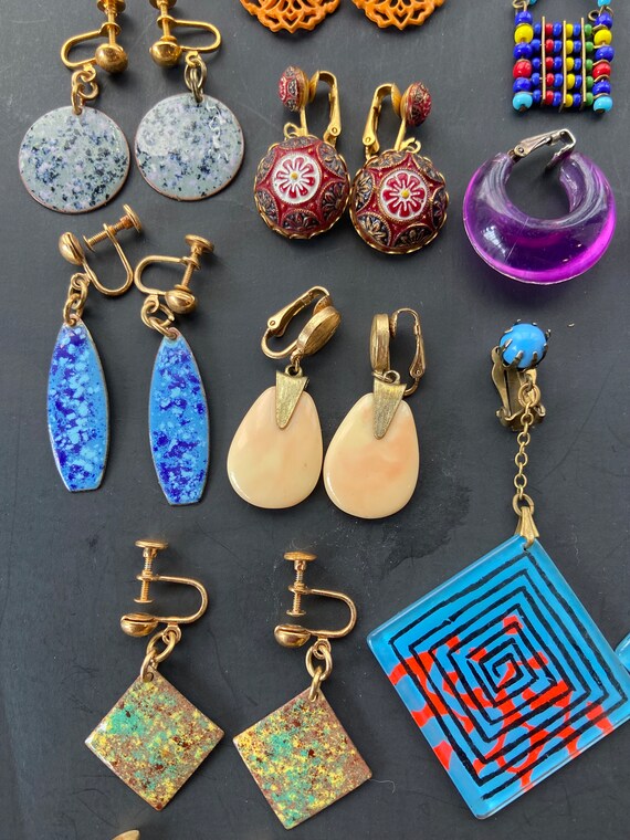Vintage no pierce earrings clip on earrings 52 pa… - image 8