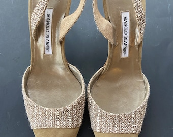VIntage MANOLO BLAHNIK sling back heel shoes size 40 (size 9 in U.S.) handmade in Italy