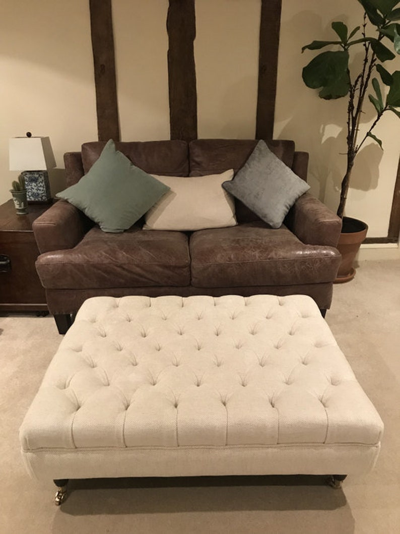 Hand Made Extra Large Square Chesterfield Footstool 100cm X 100cm in