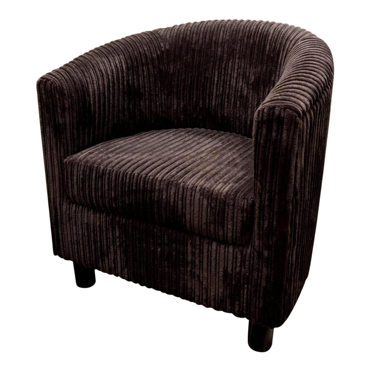 Tub Chair Upholstered in a Luxurious Brown Jumbo Cord Fabric With