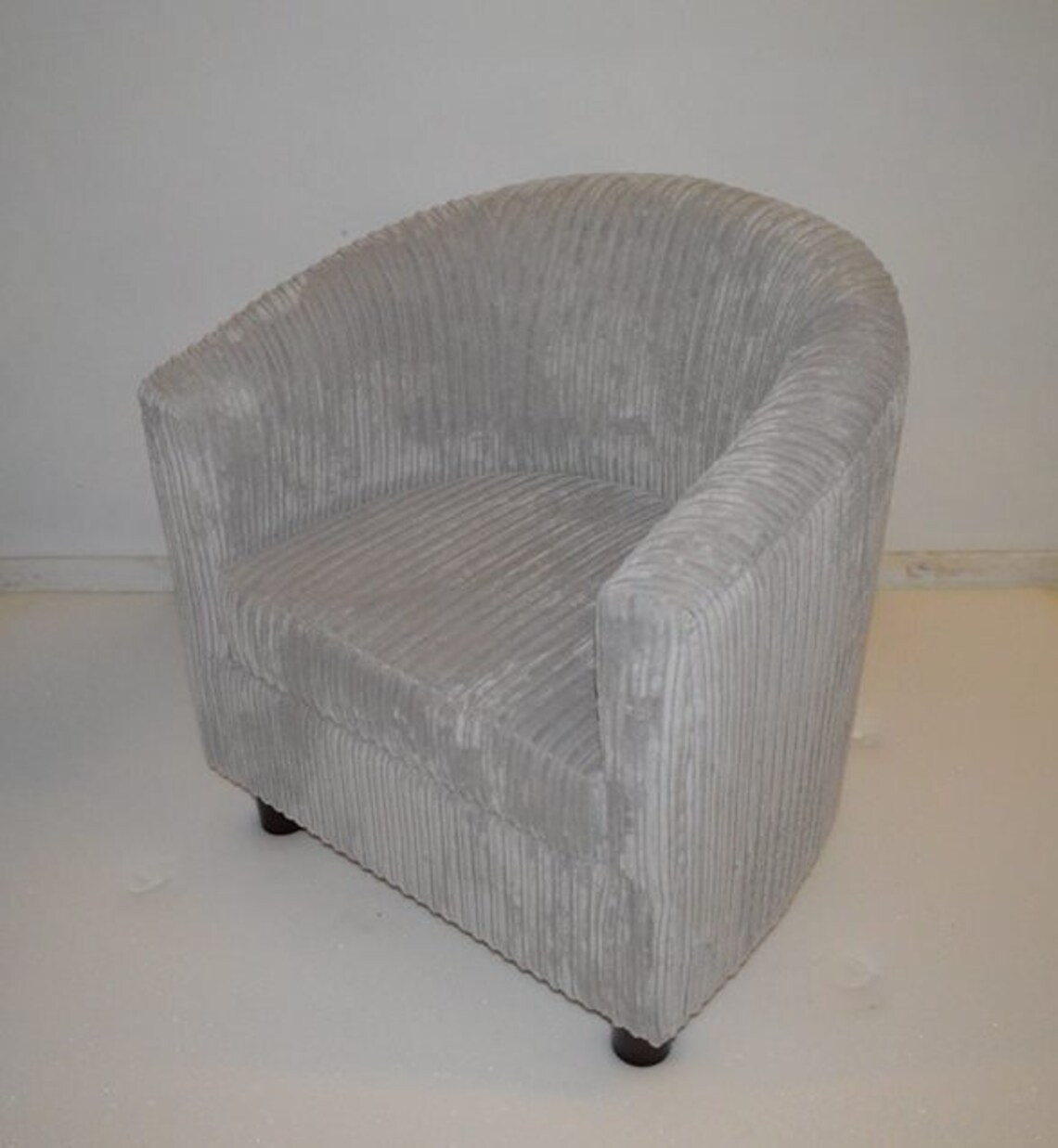Accent Tub Chair Upholstered in a Luxurious Silver Jumbo Cord Etsy