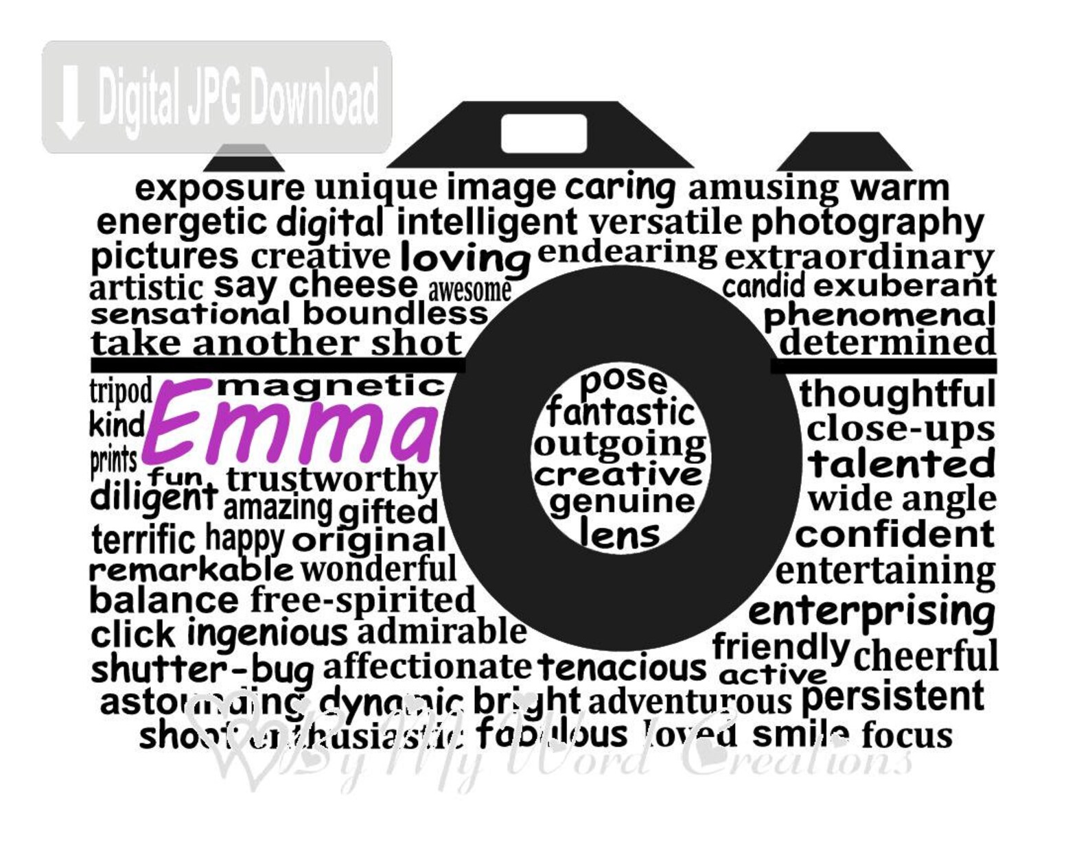 Personalized Camera Word Art Personalized Photographer Word Etsy