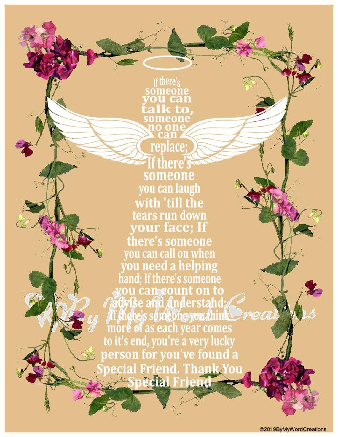 Friend Angel Poem Digital Word Art Angel Wall Art Friend  Etsy