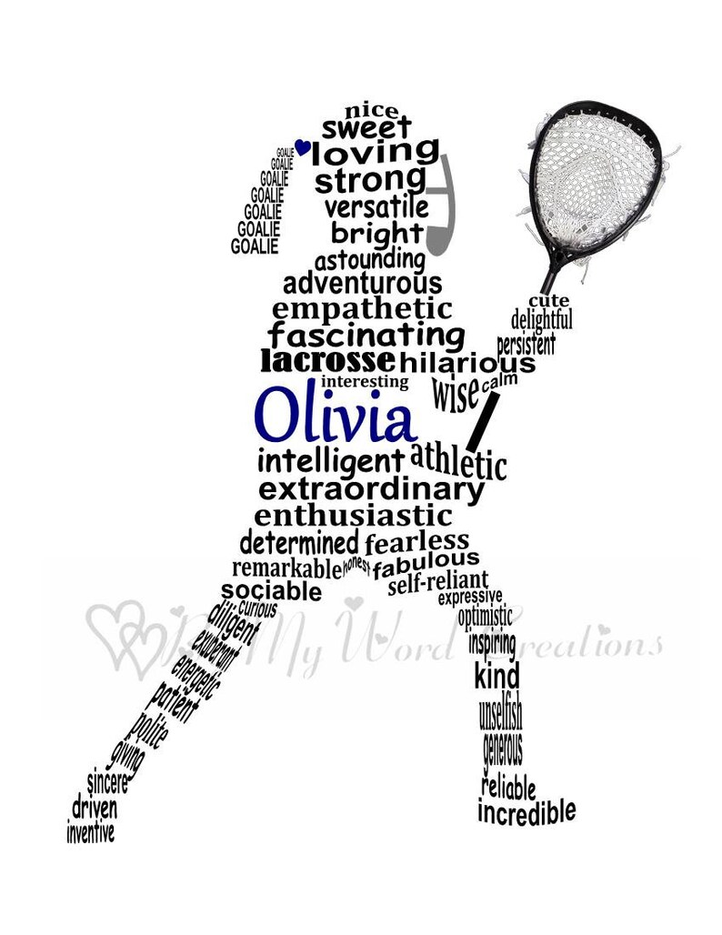 Personalized Lacrosse Goalie Word Art Lacrosse Digital Wall Etsy