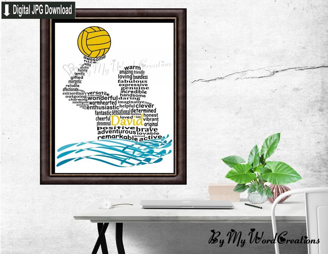 Personalized Water Polo Word Art Water Polo Digital Wall Art Etsy