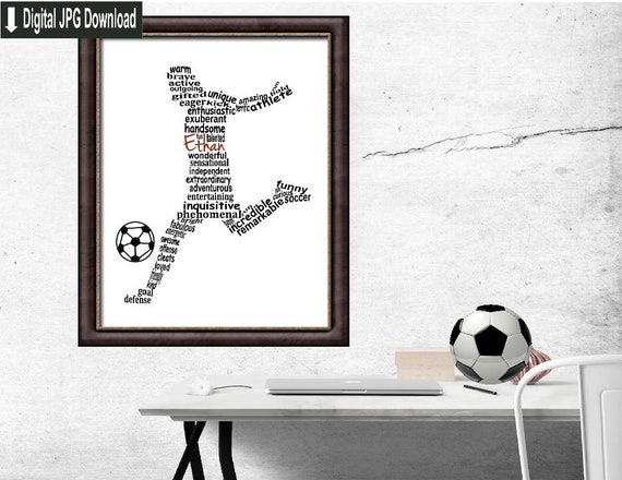 Personnalise Football Word Imprimer Cadeau Wall Art Photo Anniversaire Garcons Homme