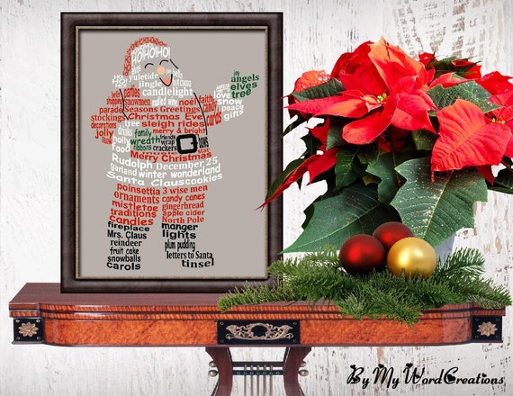 Immagini Natalizie Word.Santa Claus Digital Word Art Decorazione Natalizia Arte Etsy
