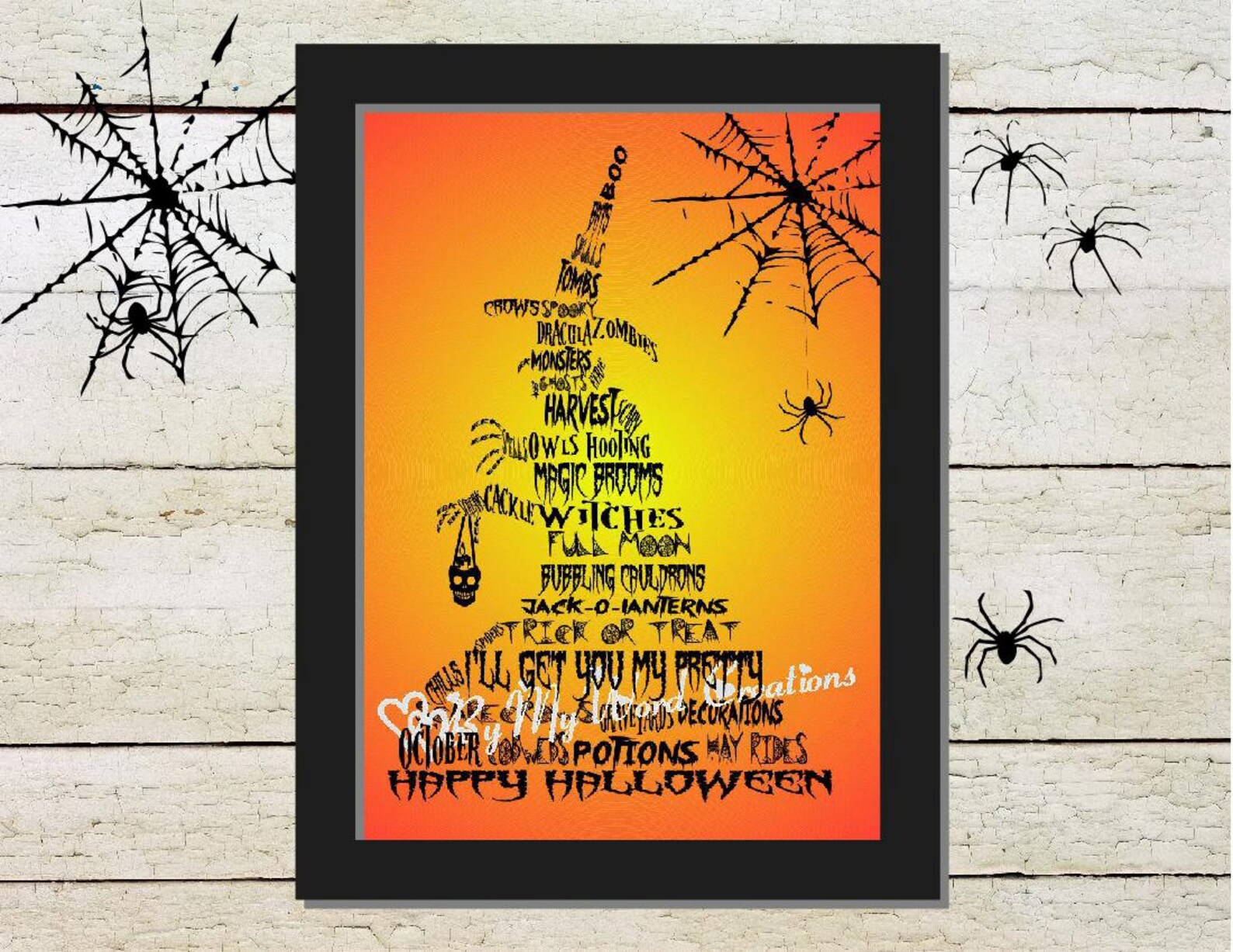 Halloween Witch Word Art Halloween Decoration Halloween Word Etsy