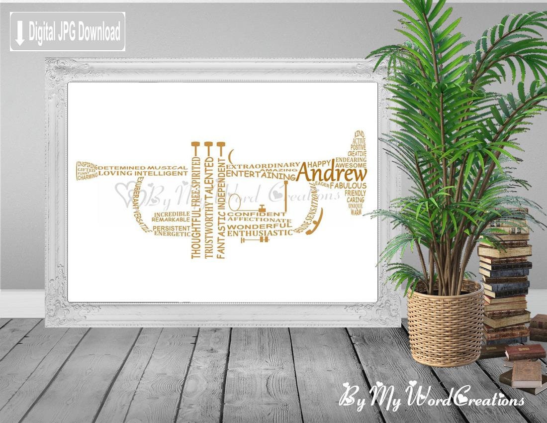 Personalized Trumpet Word Art Trumpet Wall Art Trumpeter Etsy