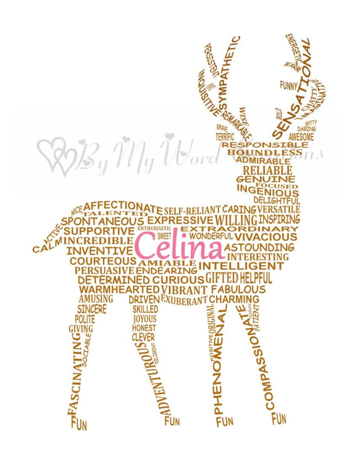 Personalized Deer Word Art Personalized Buck Word Art Animal Etsy