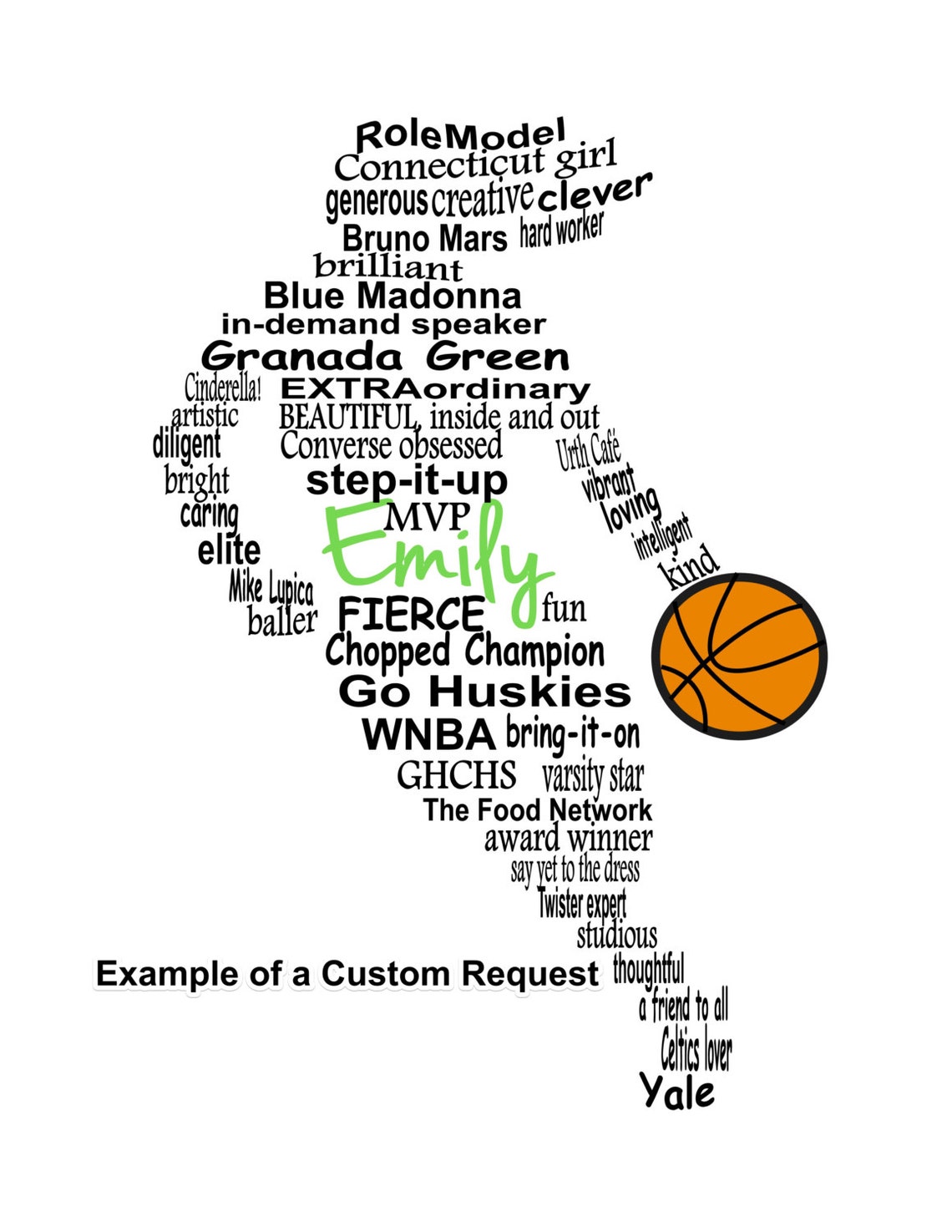 Personalized Basketball Player Word Art Girl Basketball Etsy