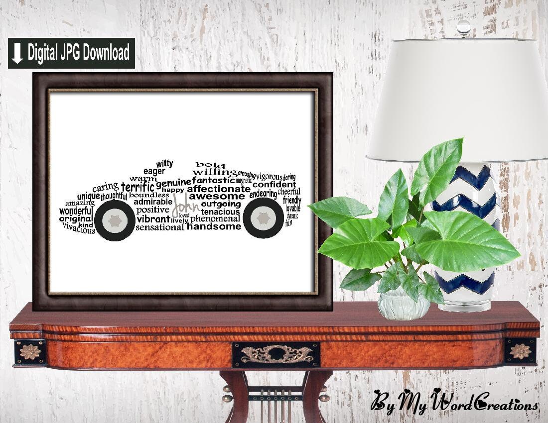 Personalized Sports Car Word Art Car Wall Art Sports Car Etsy