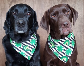 Lucky stripes St. Patrick's Day snap on bandana dog bandana pet bandana