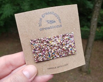 Glitter or faux leather snap clip hair clip