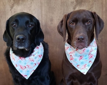 Santa hat flamingos snap on collar dog bandana pet bandana