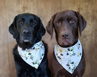 Gray winter floral snap on bandana dog bandana pet bandana