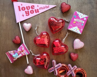 Valentine snap clips set with bubble heart hair clips