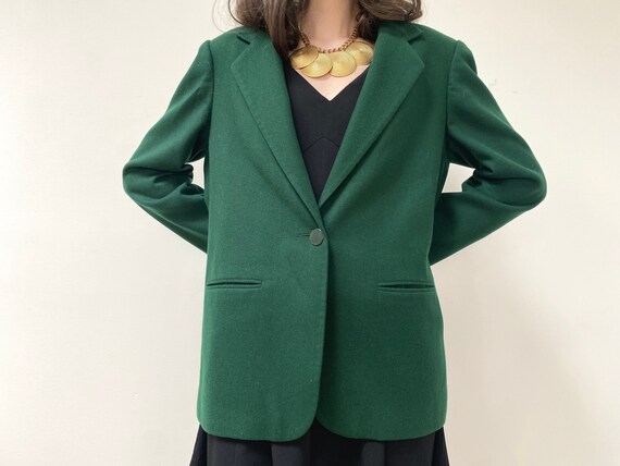 vintage forest green wool blazer - image 3