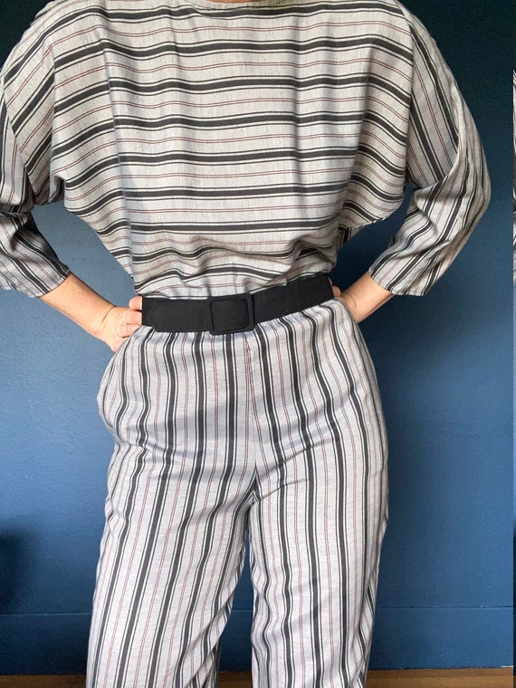 vintage 1980's striped jumpsuit US M - image 7