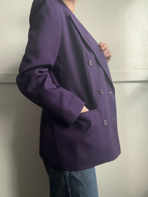 Vintage purple wool double breasted blazer - image 3