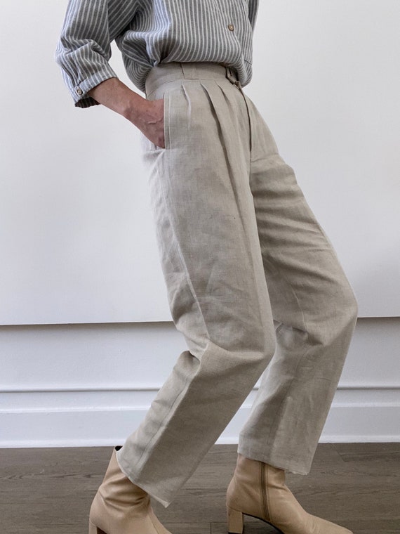 vintage high rise linen blend trousers - image 3