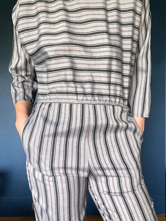 vintage 1980's striped jumpsuit US M - image 4
