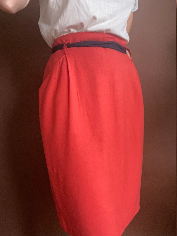 SALE vintage red woven linen skirt size us 14 - image 3