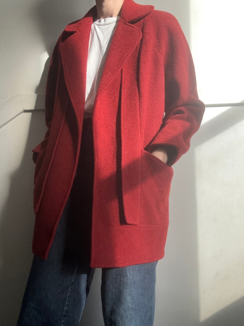 Vintage deep red heavy blazer style coat image 2