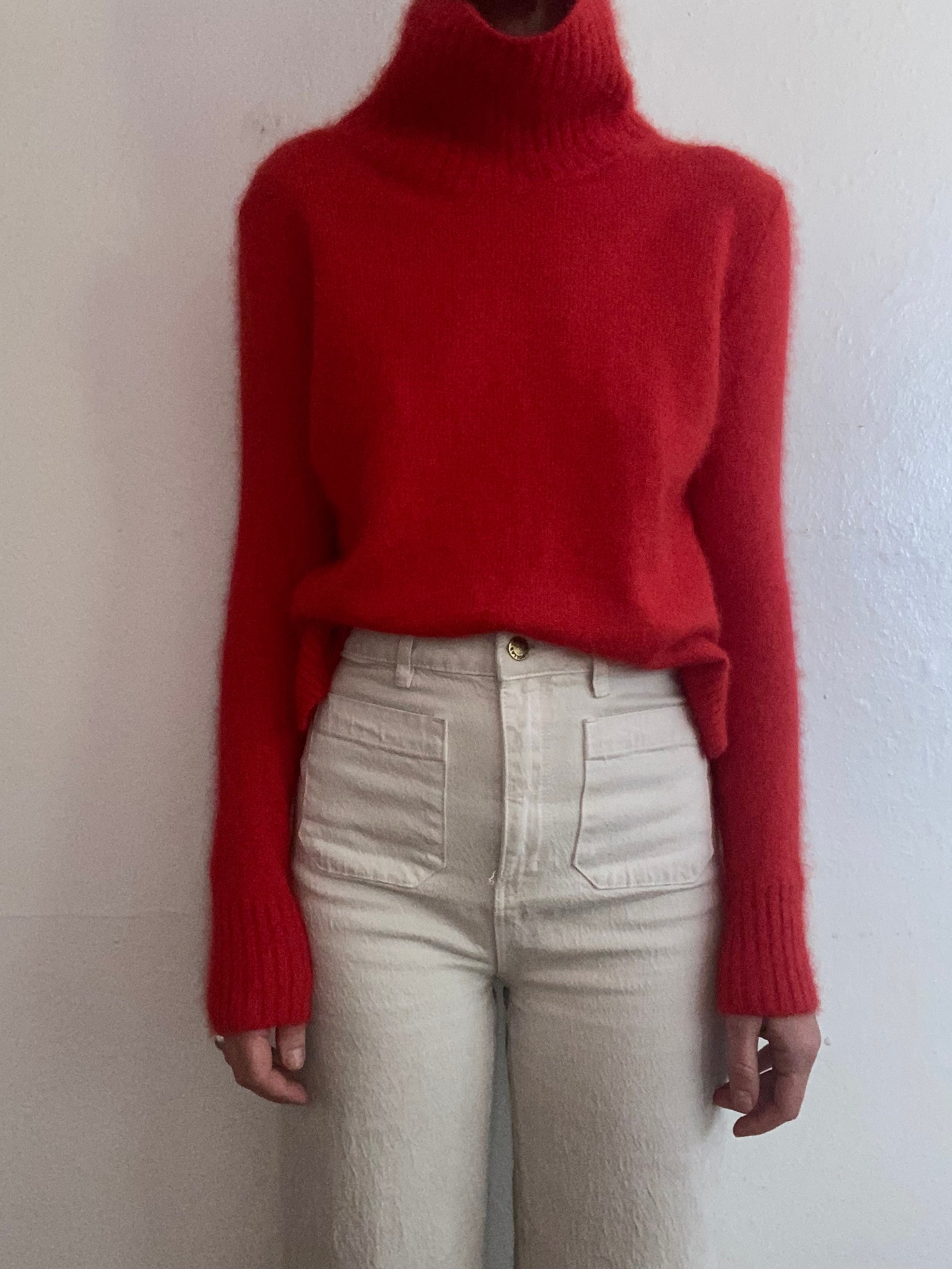 Vintage Bright Red Angora Blend Turtleneck Sweater - Etsy