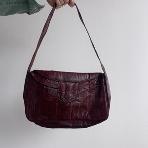 vintage burgundy eel skin shoulder bag image 4