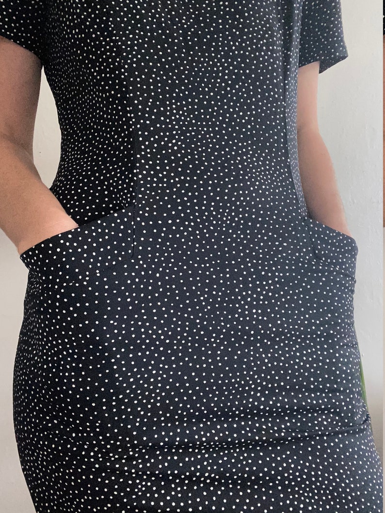 vintage polka dot mini dress with pockets size US 8 image 1