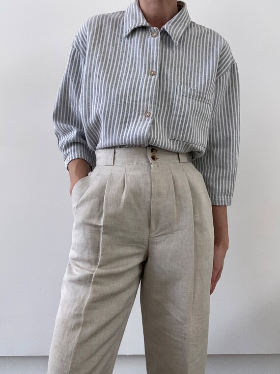 vintage high rise linen blend trousers - image 2