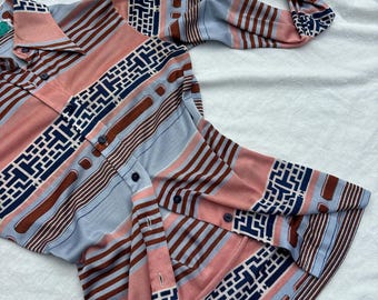 vintage blouse met jaren 70-print xs/s