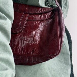 vintage burgundy eel skin shoulder bag image 2