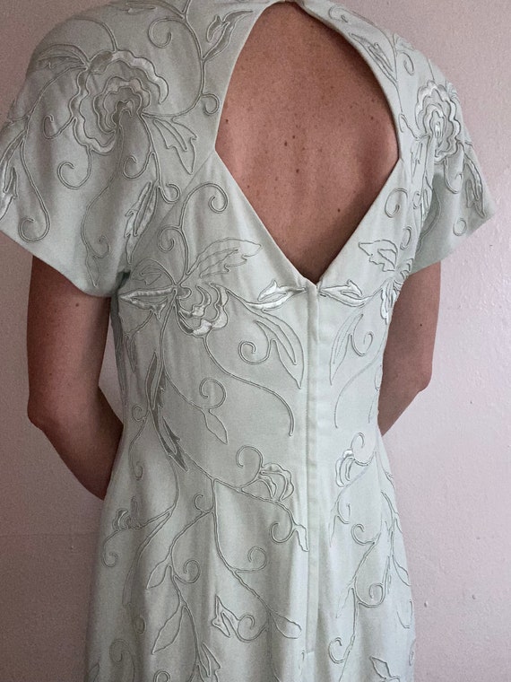 vintage sea foam embroidered shift dress - image 4