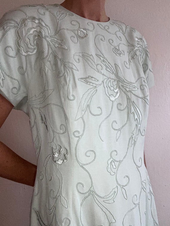 vintage sea foam embroidered shift dress - image 6