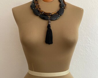 vintage beaded tassle necklace