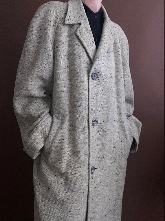 vintage 1950s menswear knit wool trench - image 2