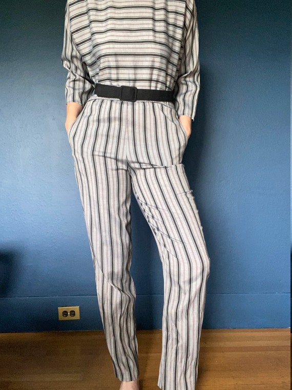 vintage 1980's striped jumpsuit US M - image 1