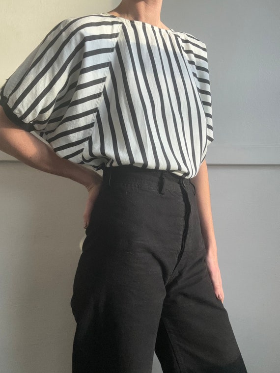 vintage cotton stripe blouse large - image 3