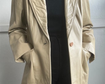 Vintage light tan leather blazer coat medium