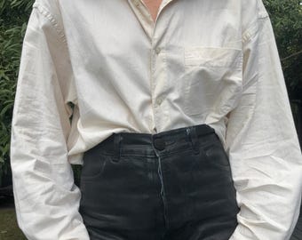 vintage cotton pale yellow menswear blouse