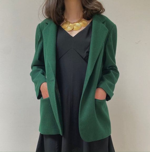 vintage forest green wool blazer - image 4