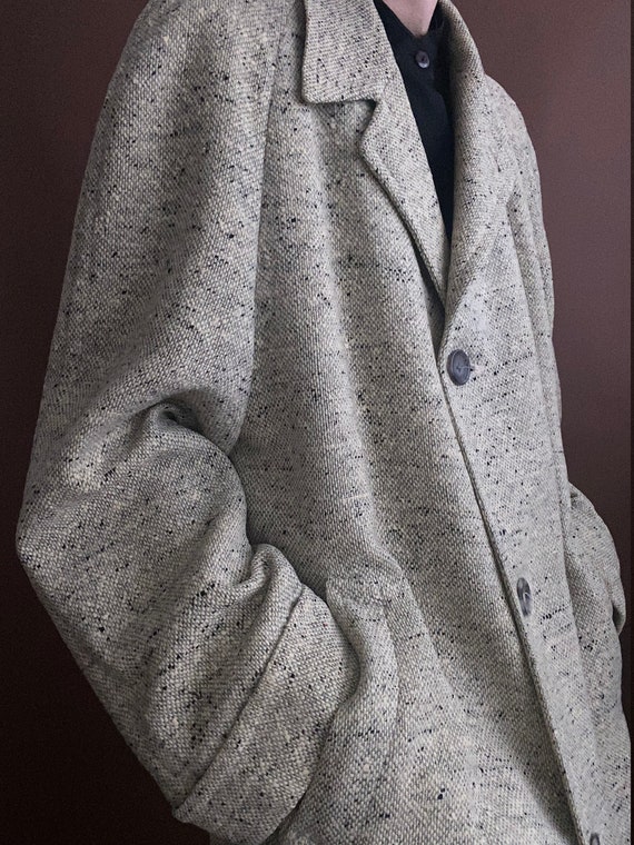 vintage 1950s menswear knit wool trench - image 7