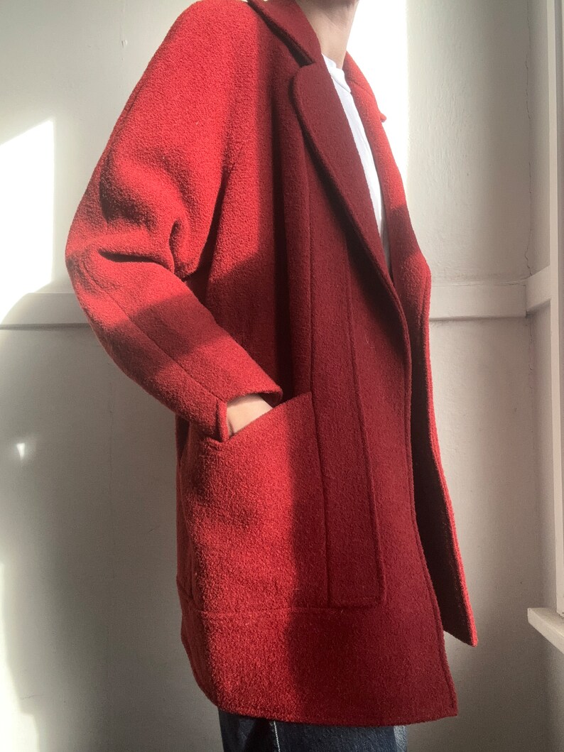 Vintage deep red heavy blazer style coat image 5