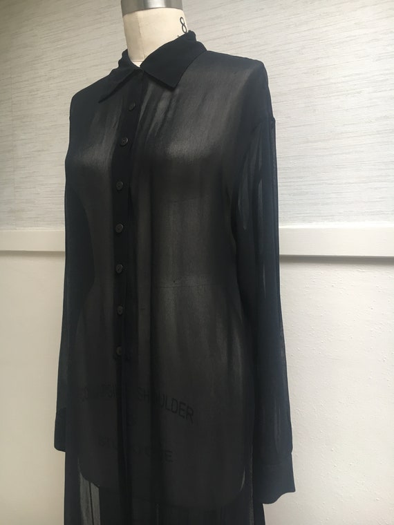 vintage black sheer dress / minimalist sheer jacke