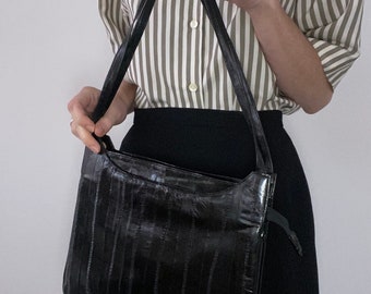 vintage black eel skin handbag