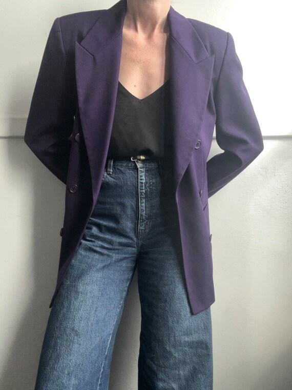 Vintage purple wool double breasted blazer - image 6